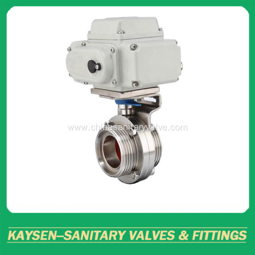 DIN Sanitary Electric Actuator Butterfly Valves Male end